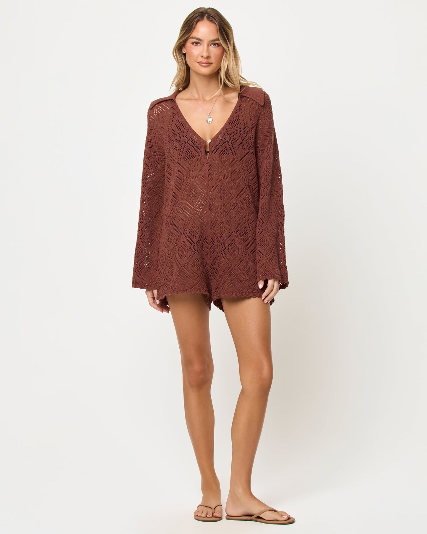 Golden Daze Romper - Cafe