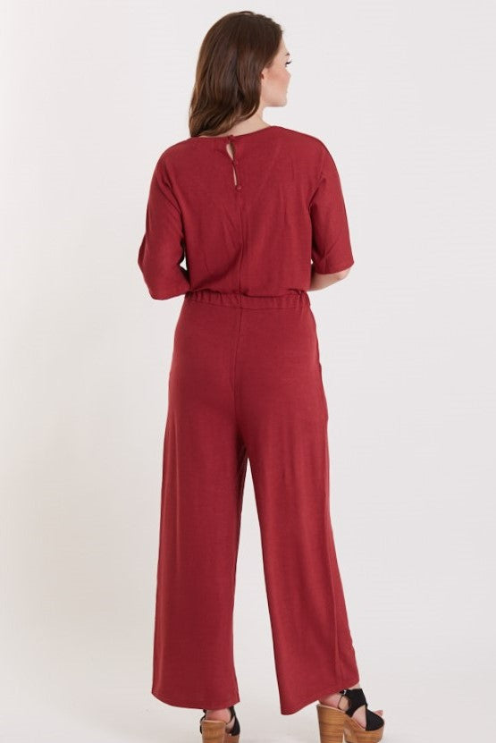 Charlotte Burgundy Wide Leg Jumpsuit