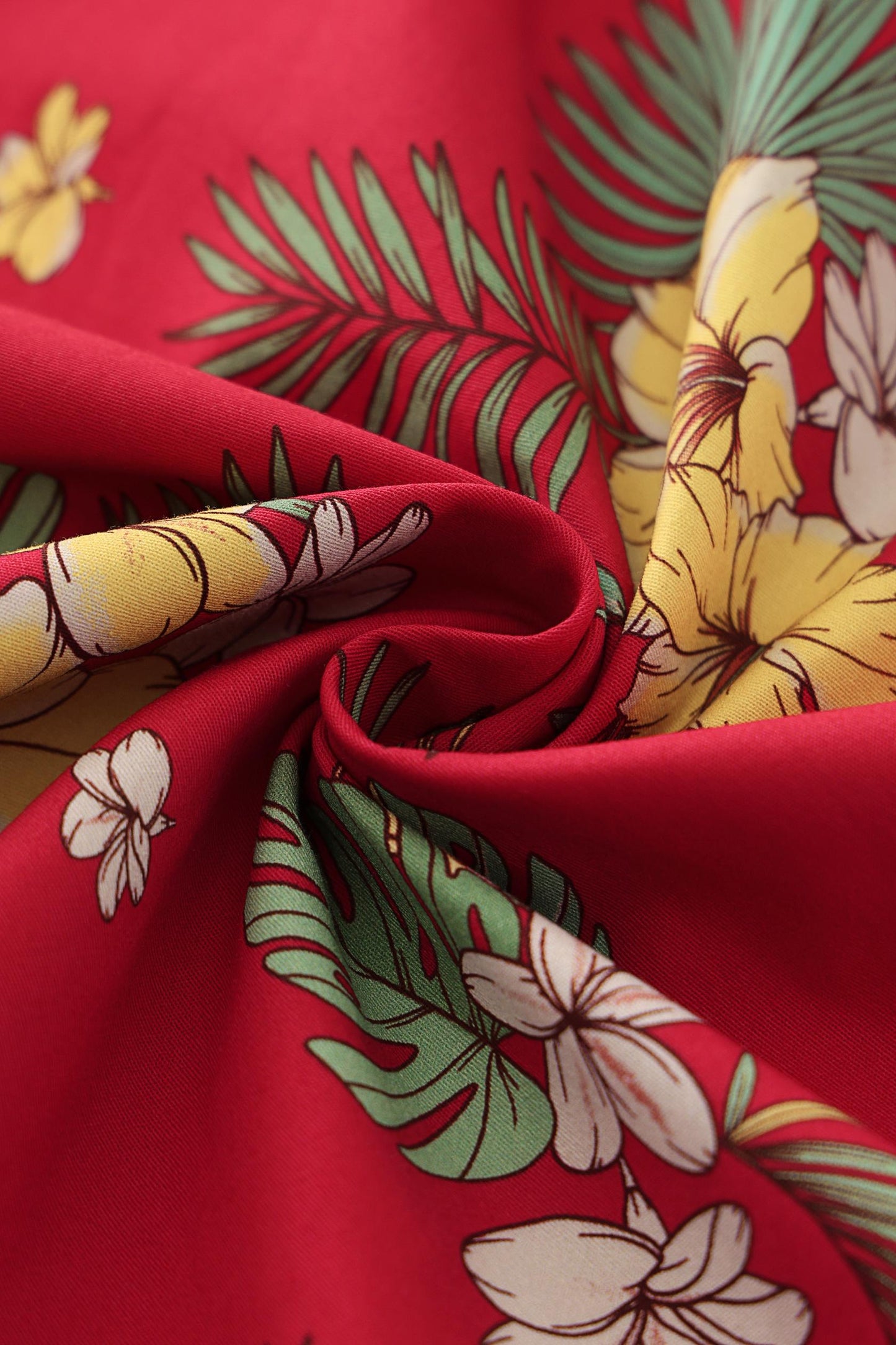 Mollie Red Vintage Hibiscus Full Circle Shirt Dress