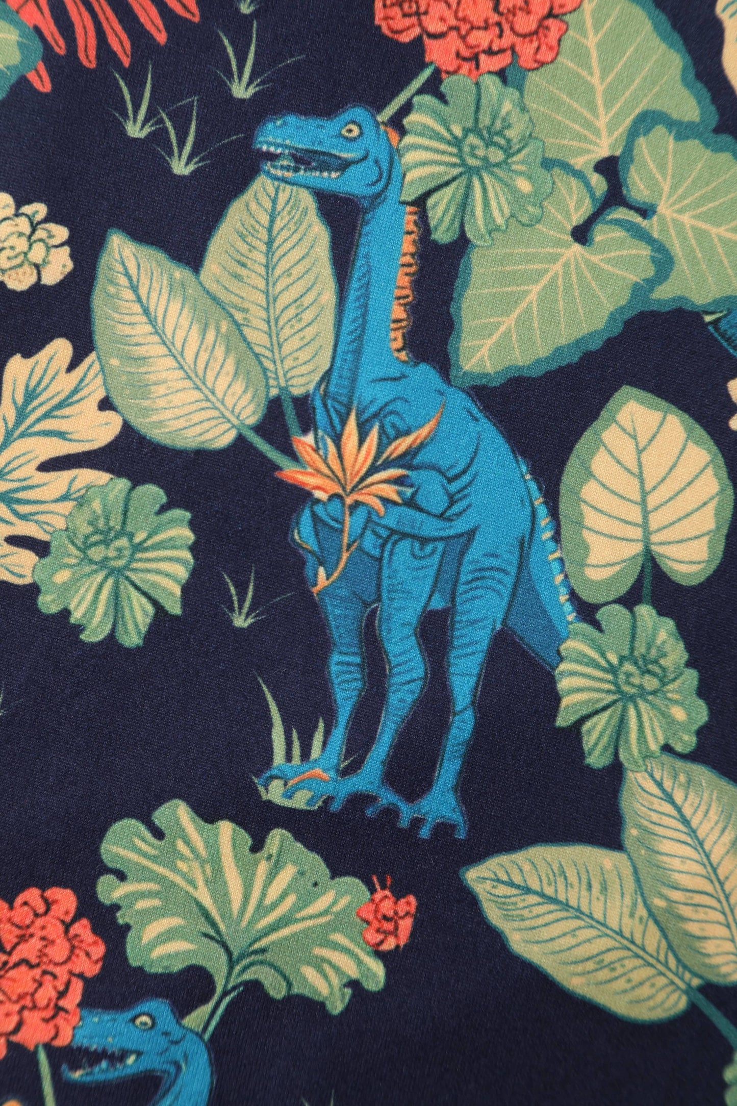 Billie Navy Blue Tropical Dinosaur Dress
