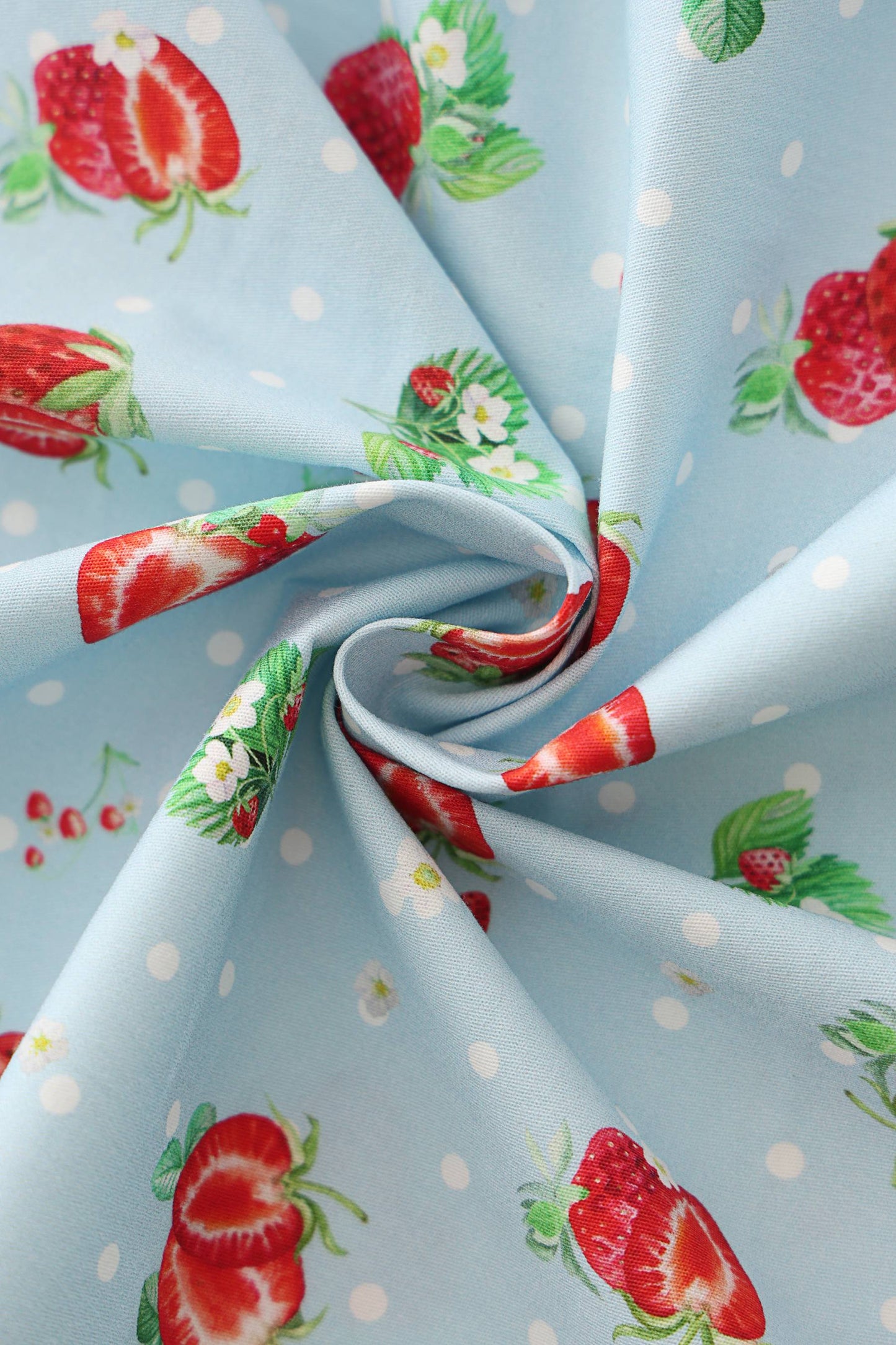 Ophelia Light Blue Strawberry Midi Dress