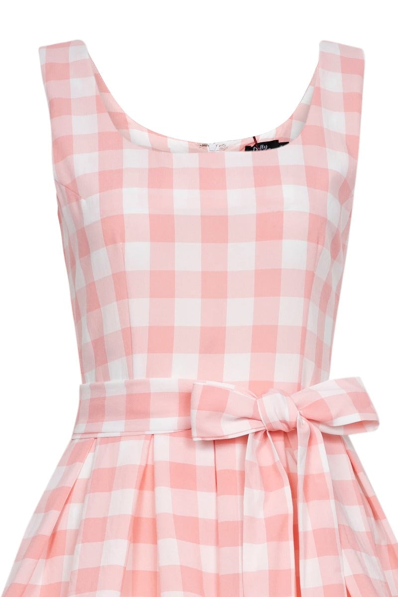 Amanda Pink Gingham Swing Dress