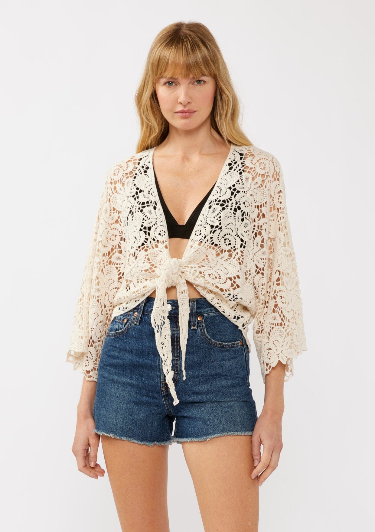 Tidal Wave Crochet Kimono Top