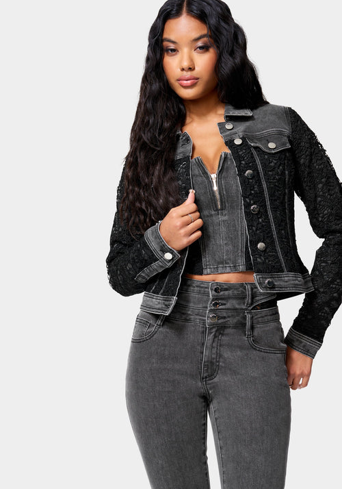 Lace Combo Denim Jacket