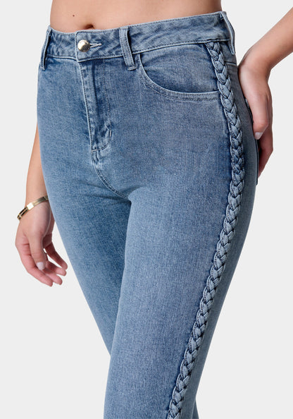 High Waist Side Taping Skinny Jeans
