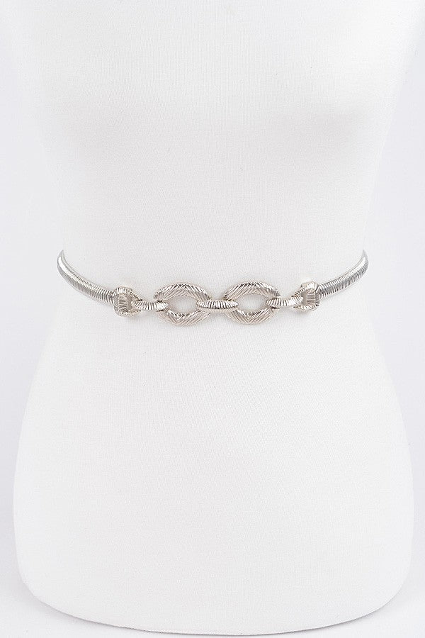 Maribel Chain Link Metal Stretch Belt Silver