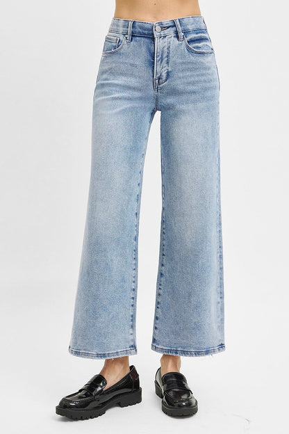 Kenna High Rise Cropped Wide Leg Jeans Light Wash