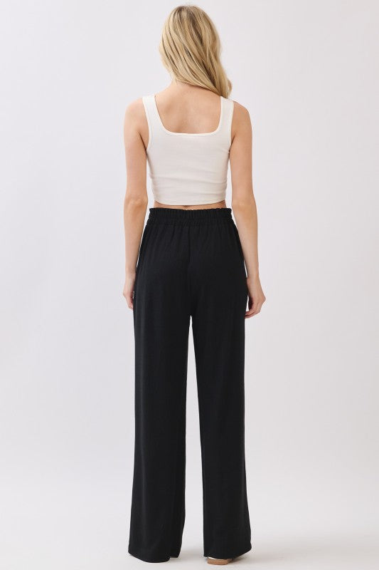 Astrid High Waist Wide Leg Pants Black