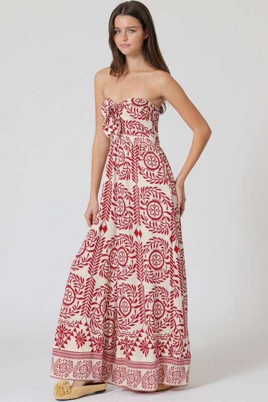 Gracen Sleeveless Back Tie Abstract Print Wide Leg Jumpsuit Ivory