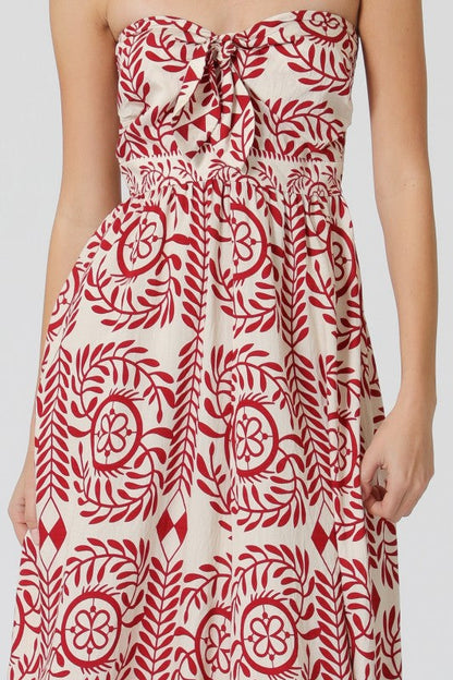 Gracen Sleeveless Back Tie Abstract Print Wide Leg Jumpsuit Ivory