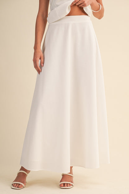 Piper Sleeveless Halter Waist Tie Top And High Waist Maxi Skirt Set White