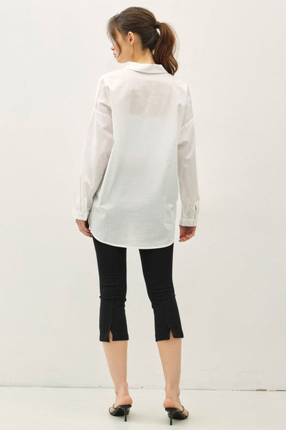 Saskia Long Sleeve Button Down Top White