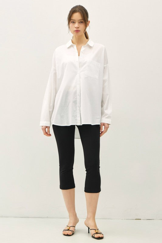 Saskia Long Sleeve Button Down Top White