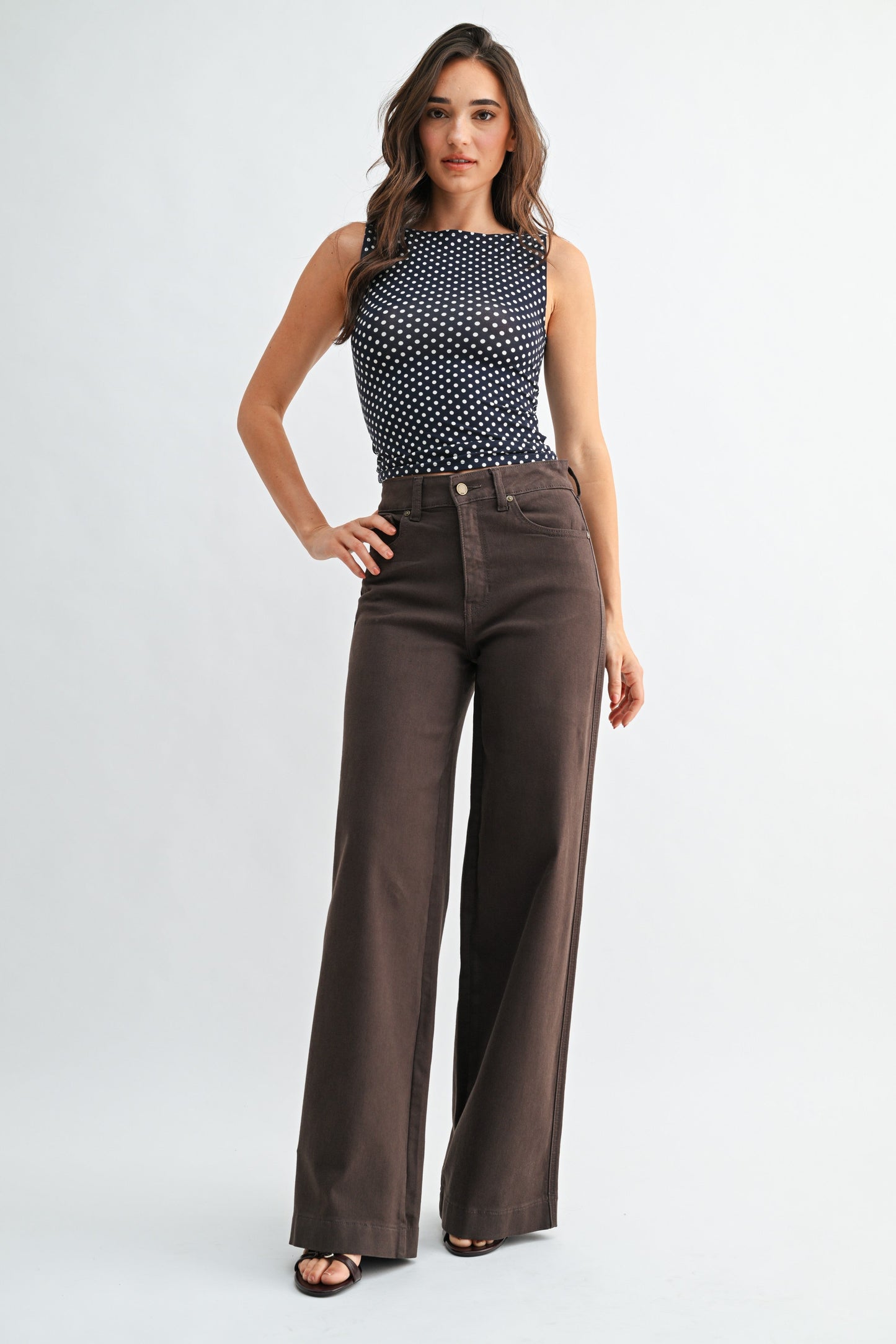 Waitlist 9/20 • Viola High Rise Wide Leg Jeans Dark Brown