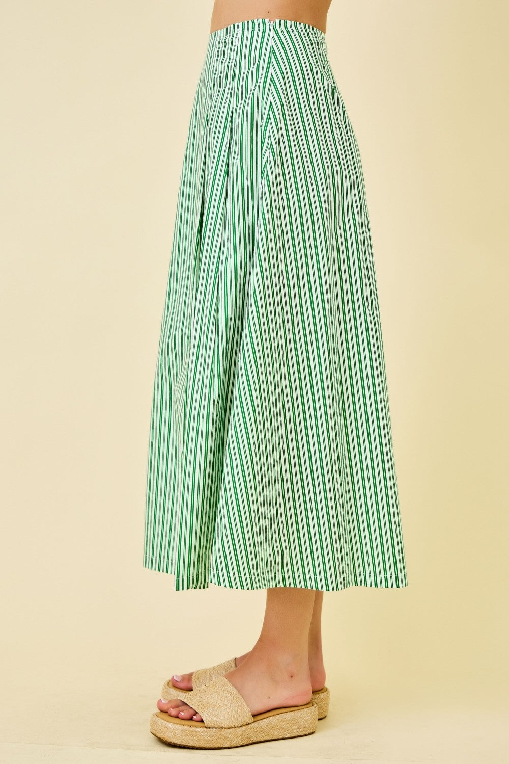 Tiffany High Waist Stripe Print Maxi Skirt Green