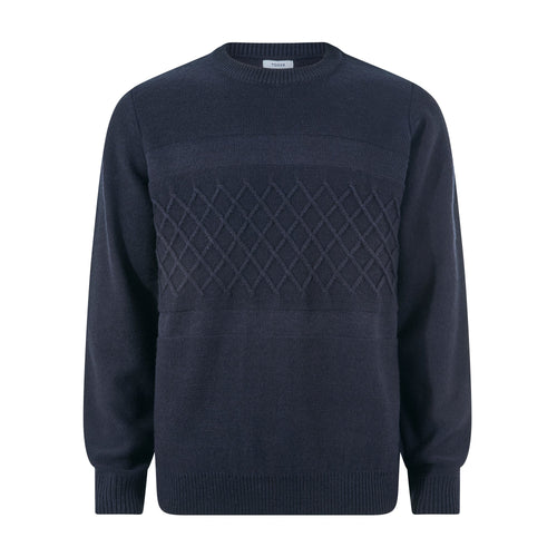 Bart Mens Textured Cable Knit Jumper - Deepest Blue