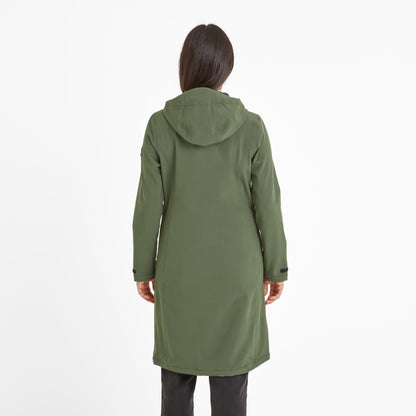 Enya Womens Longline Waterproof Softshell Jacket - Dark Green
