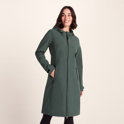 Enya Womens Longline Waterproof Softshell Jacket - Racing Green