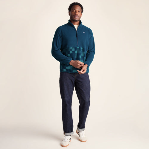 Ryle Mens Relaxed Fit Microfleece Zip Neck - Inky Blue