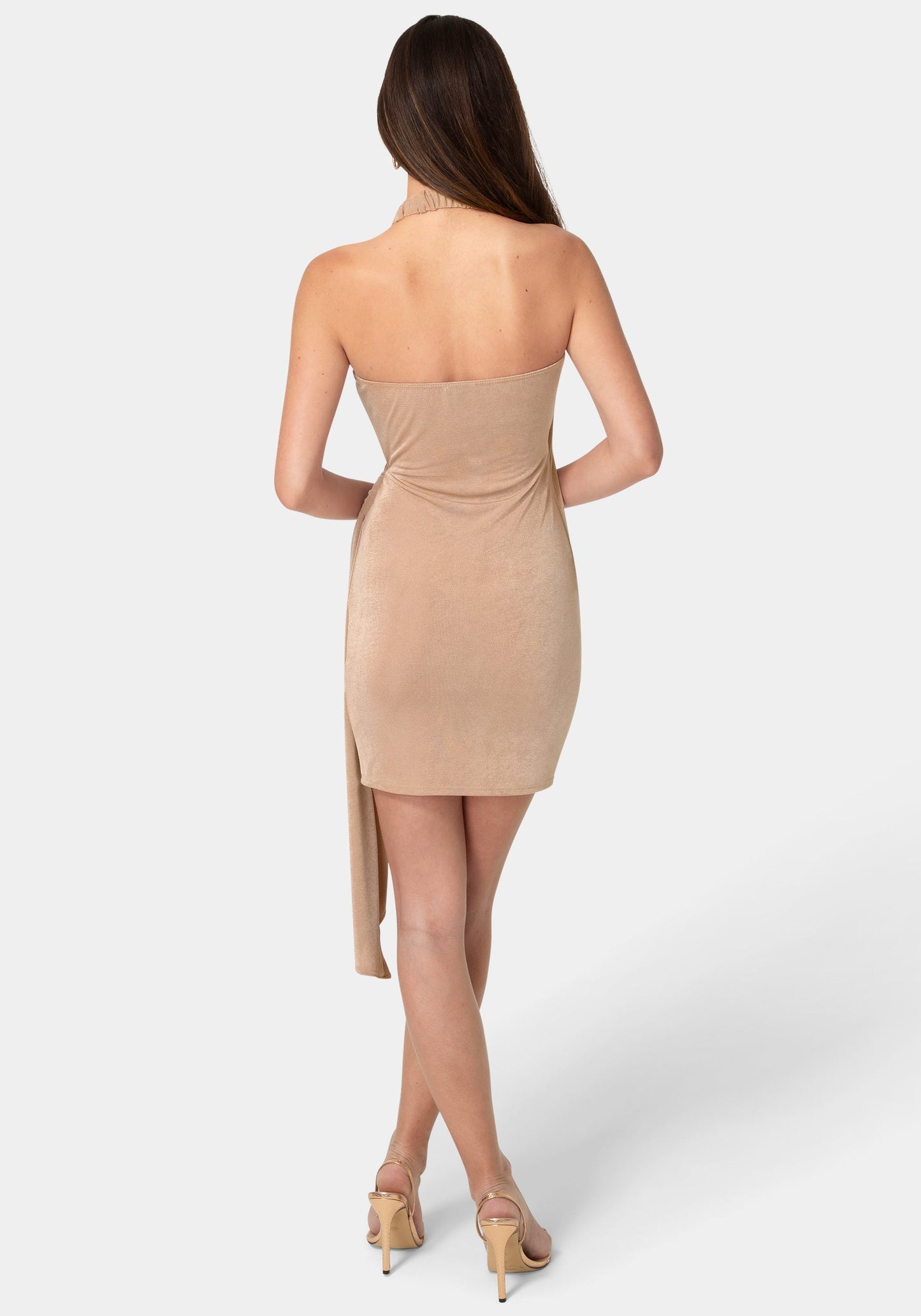 Wrap Halter Cascade Dress
