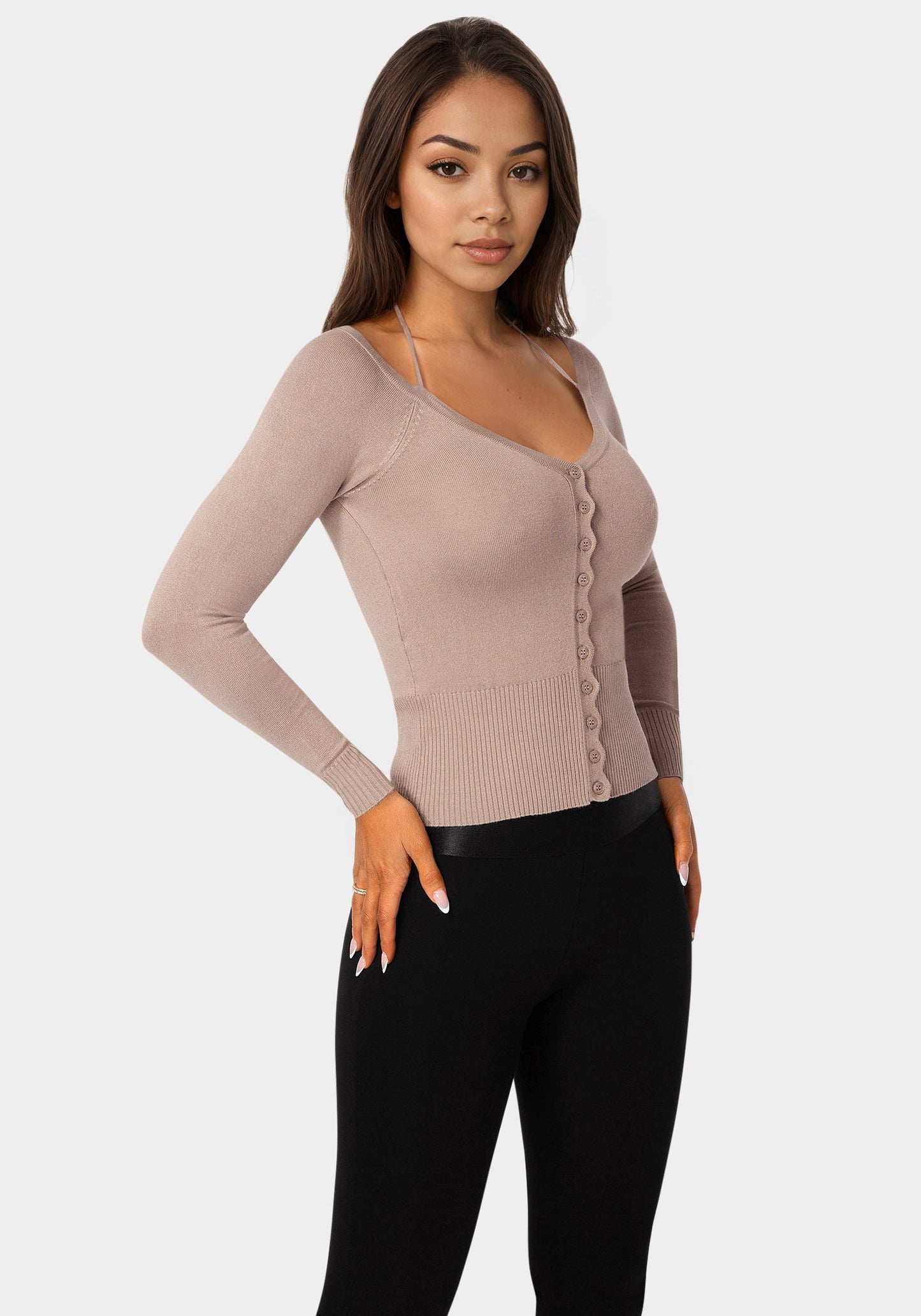 Light Weight Halter Neck Tie Cardigan