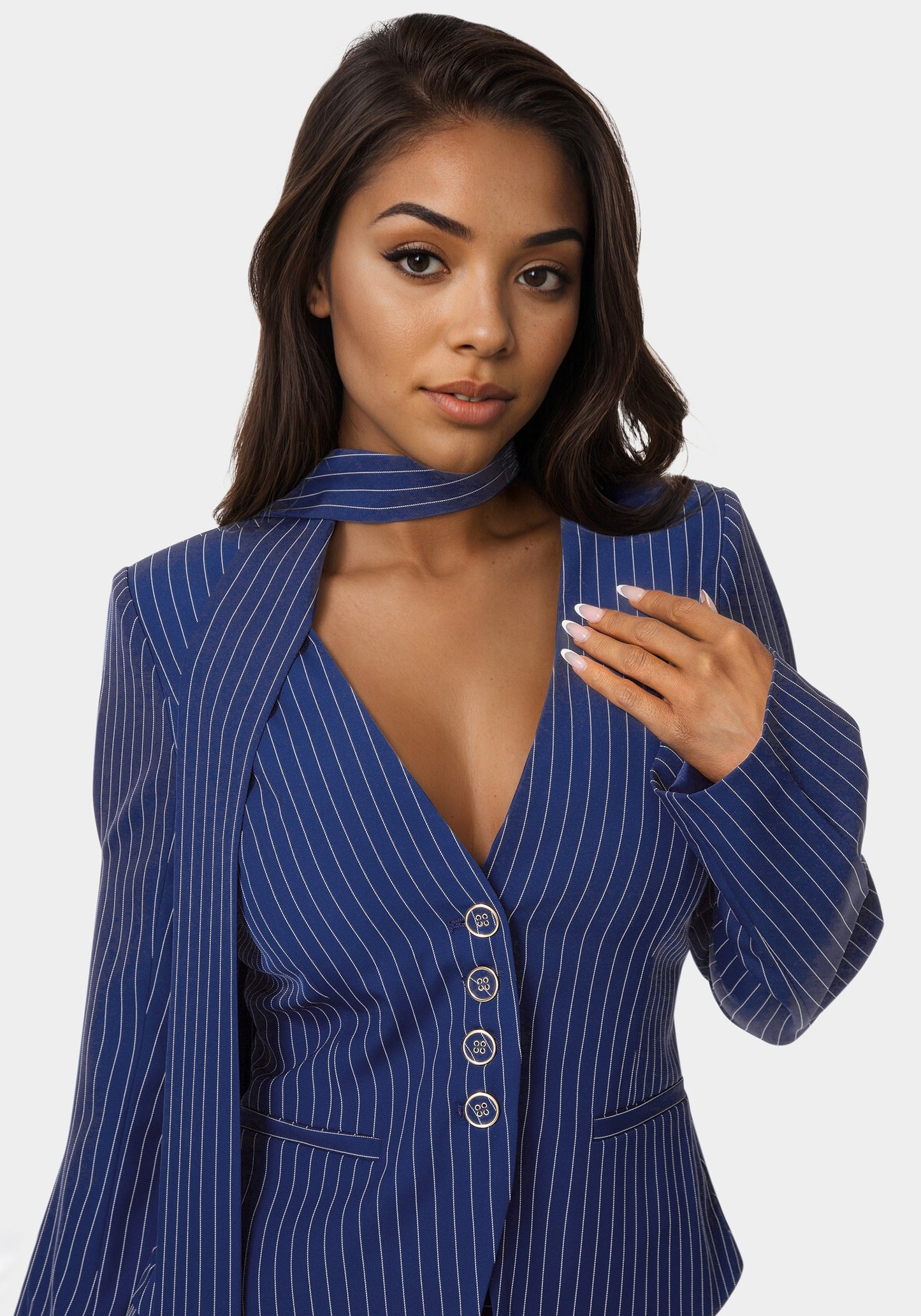 Tailored Stripe Scarf Blazer