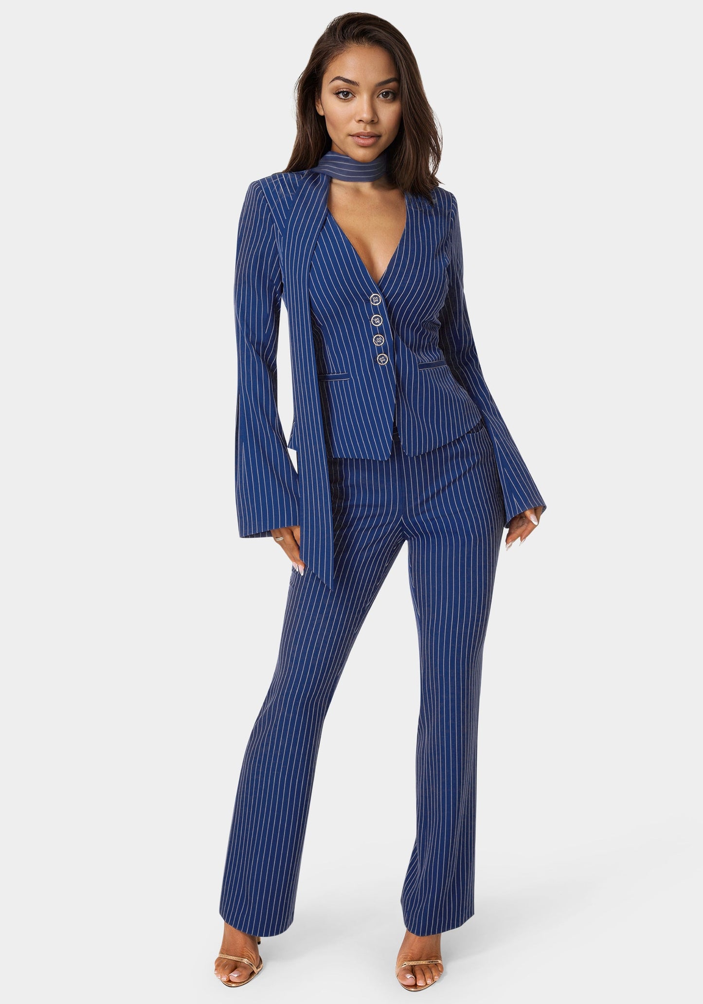 Tailored Stripe Scarf Blazer