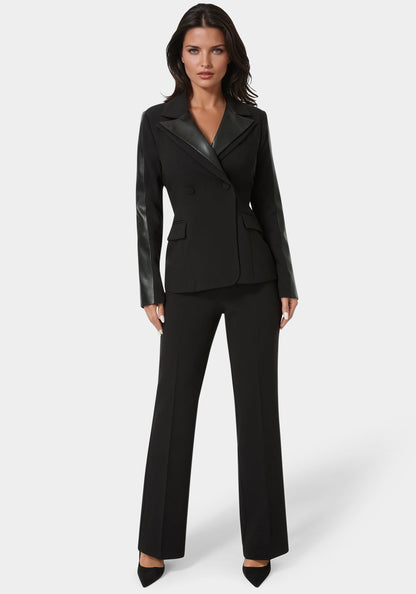 Tailored Vegan Leather Combo Blazer