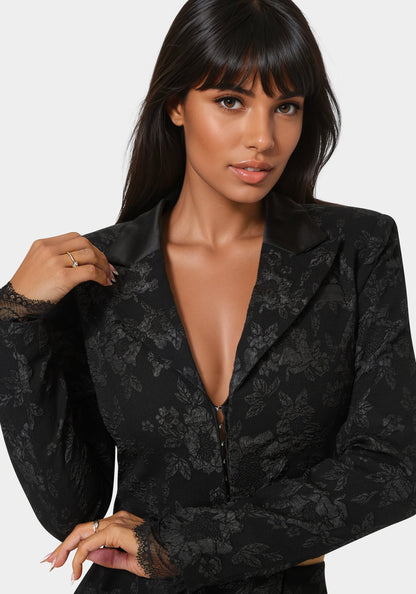 Tailored Floral Jacquard Blazer