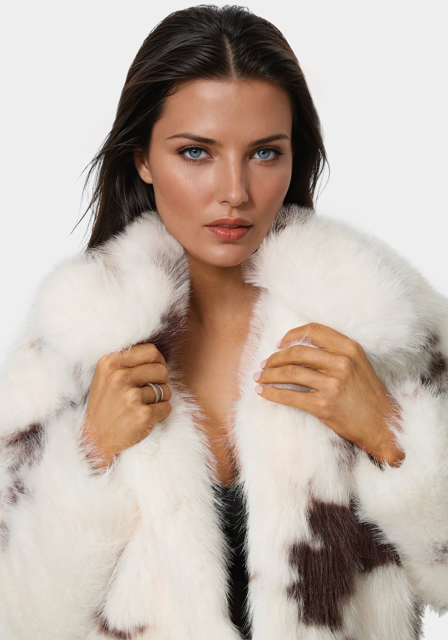 Faux Fur Animal Print Short Jacket