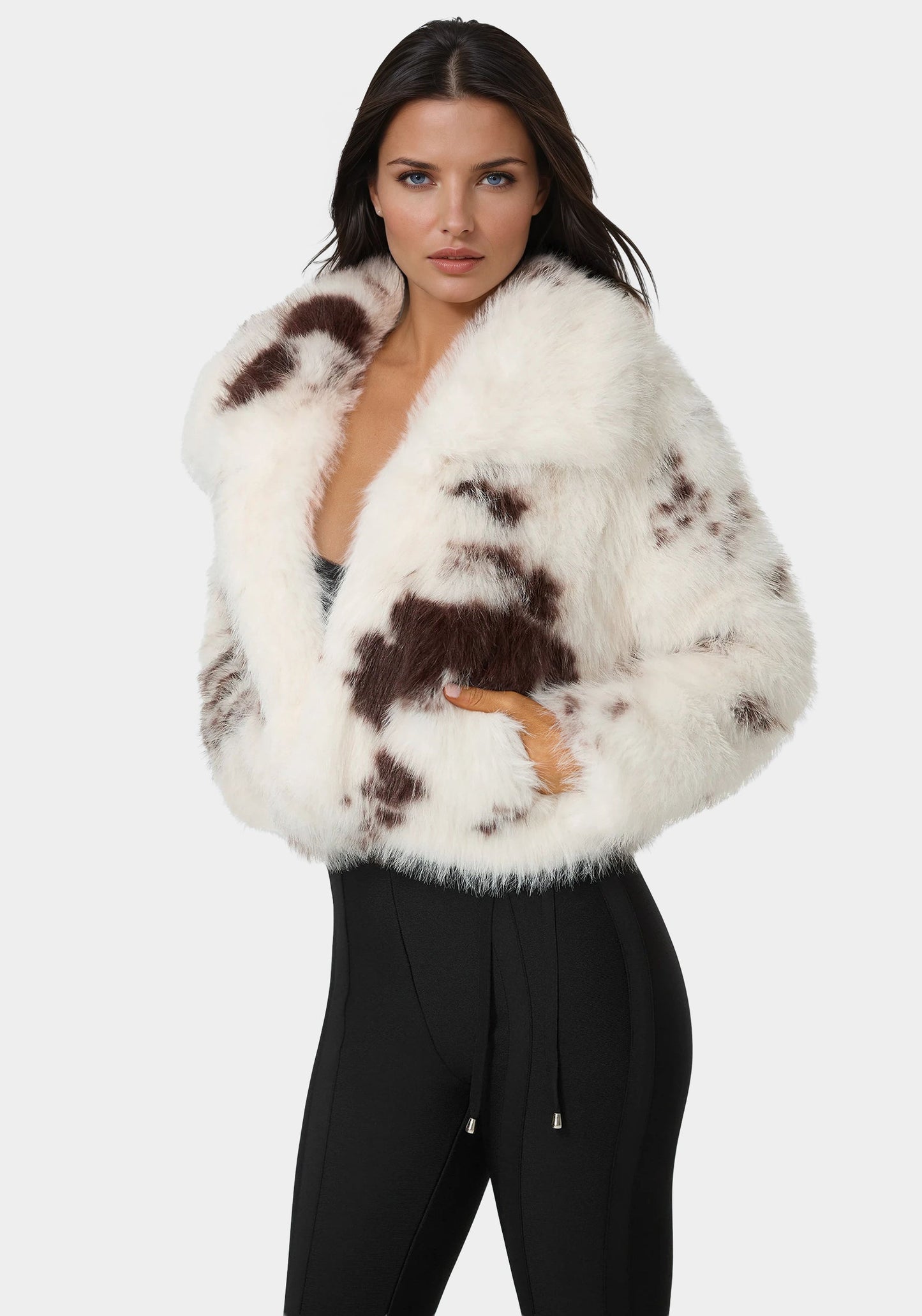 Faux Fur Animal Print Short Jacket
