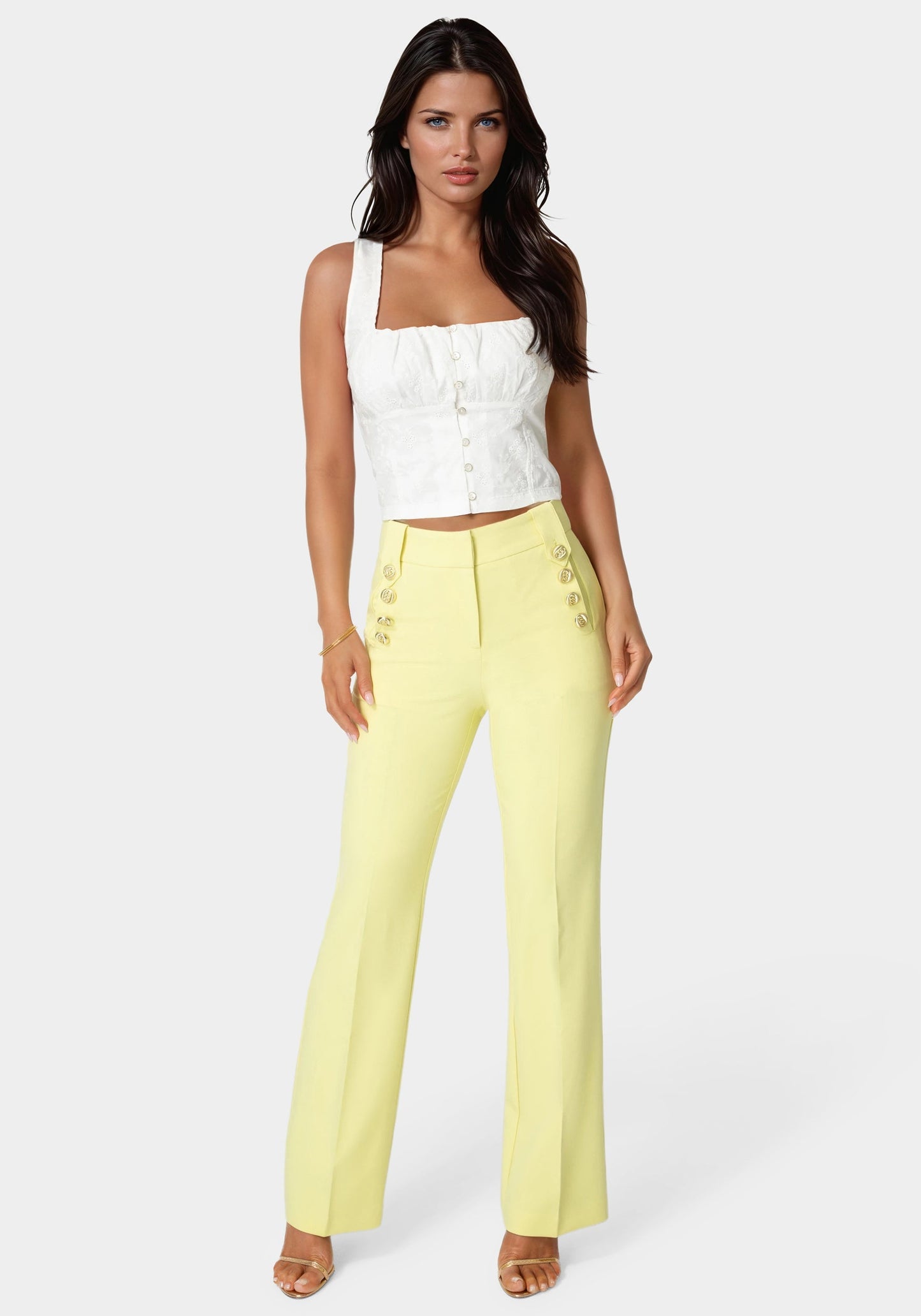 Tailored High Waist Straight Leg Pant