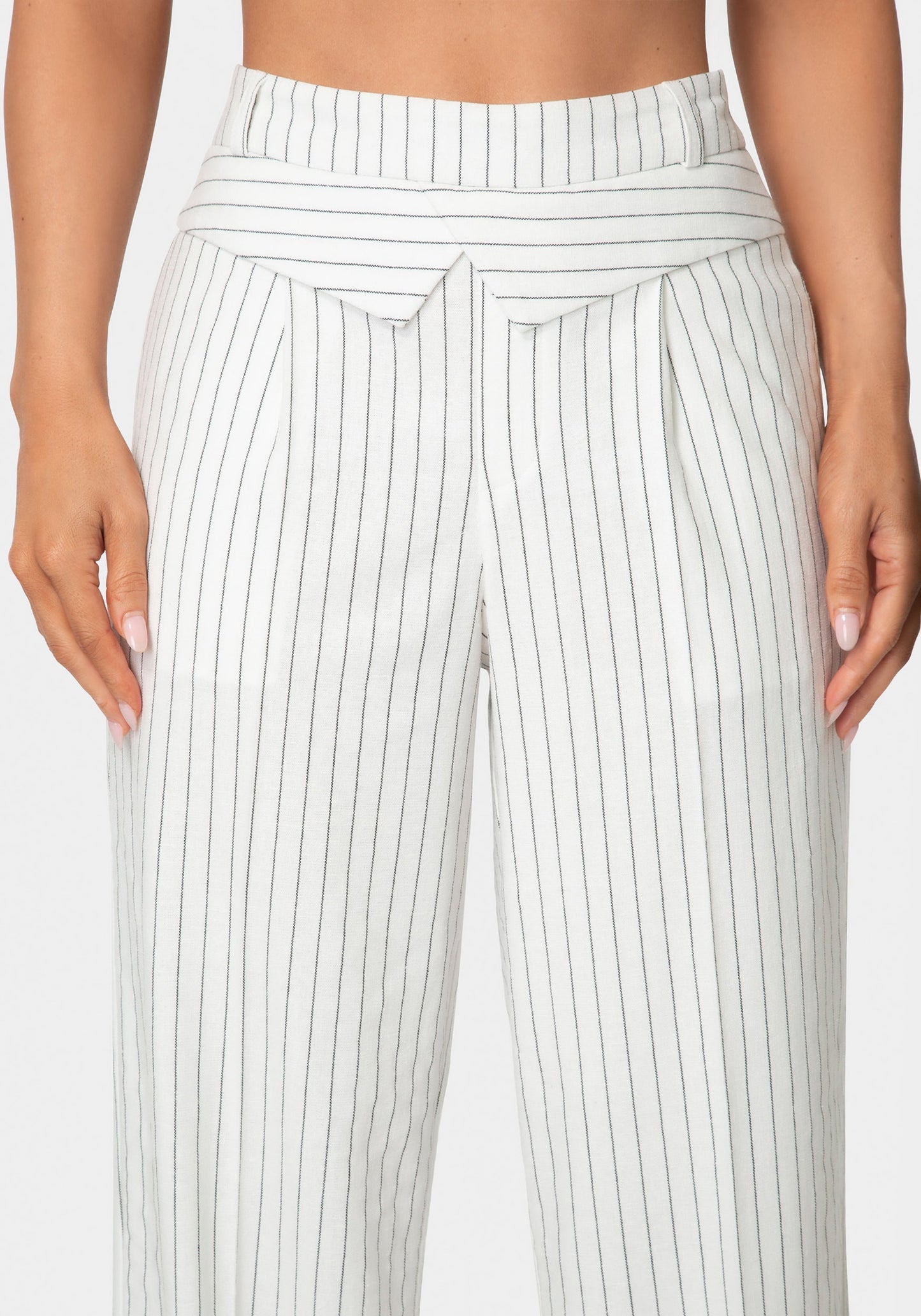 Tailored Pinstripe Straight Wide Leg Pant