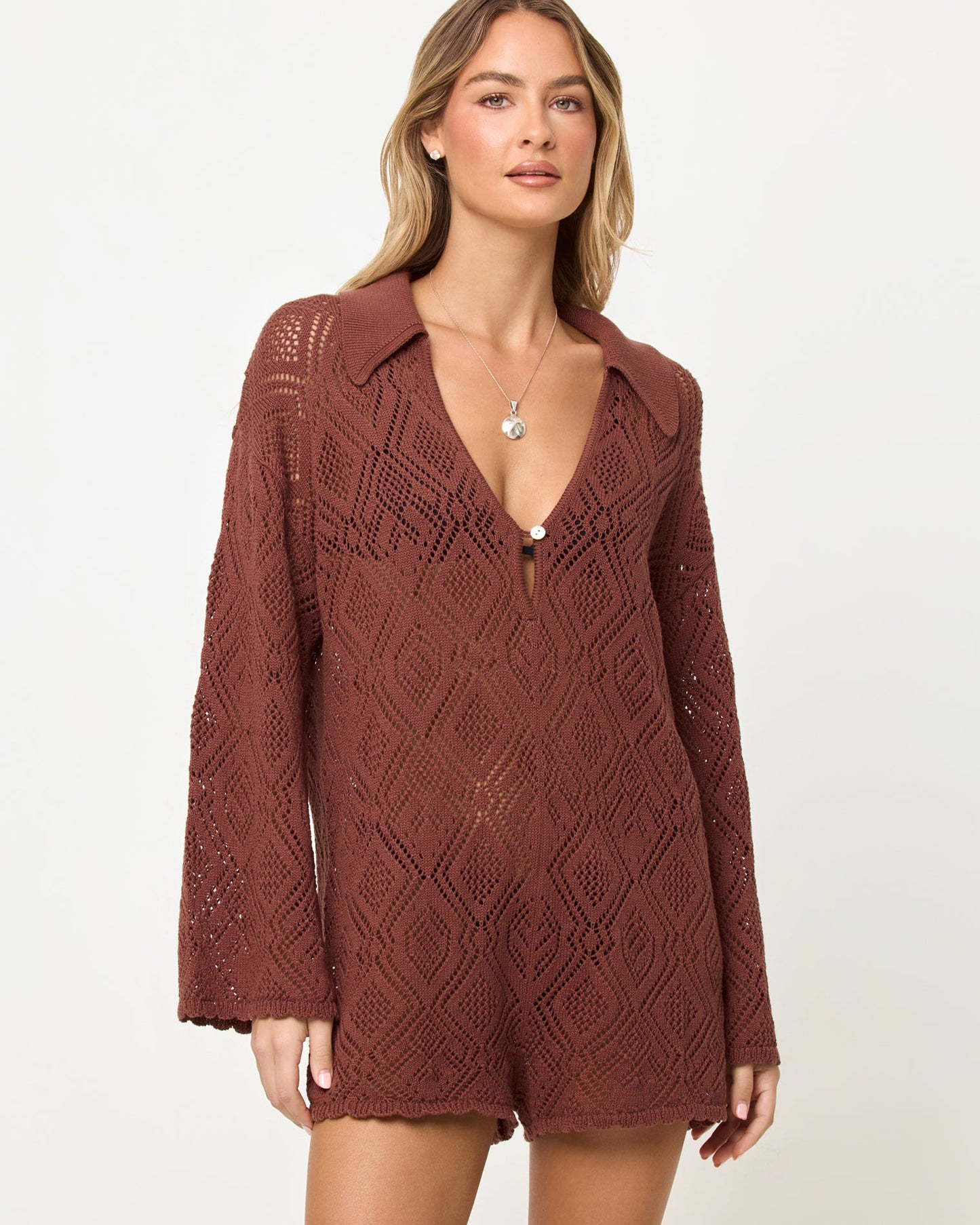 Golden Daze Romper - Cafe