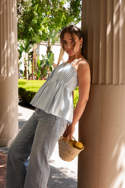 Kenna High Rise Cropped Wide Leg Jeans Light Wash