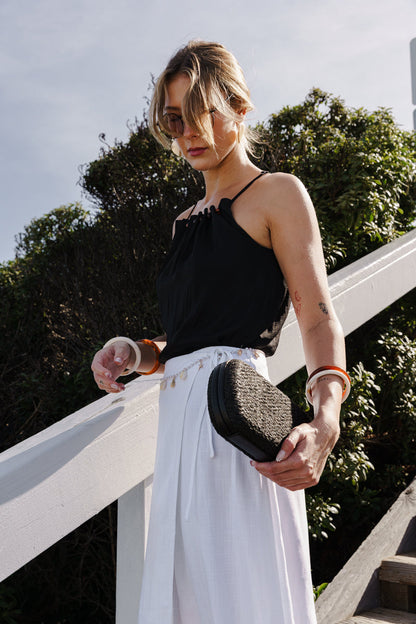 Josephine Sleeveless Pleated Top Black