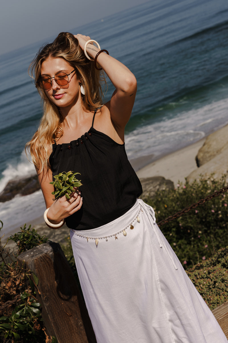Josephine Sleeveless Pleated Top Black