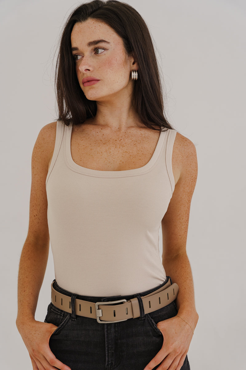 Kathleen Sleeveless Tank Top Taupe