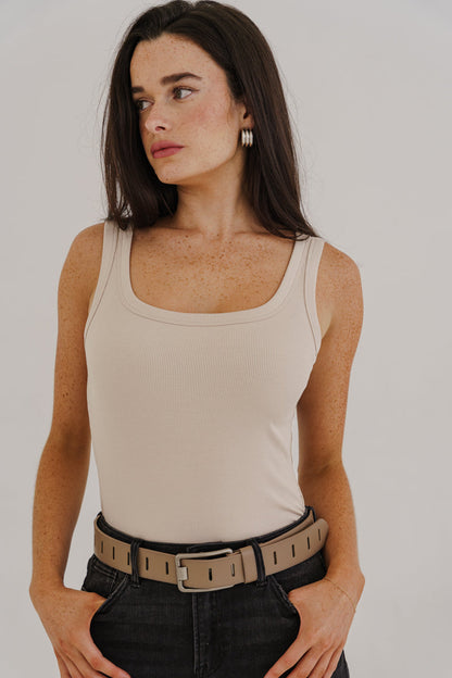 Kathleen Sleeveless Tank Top Taupe