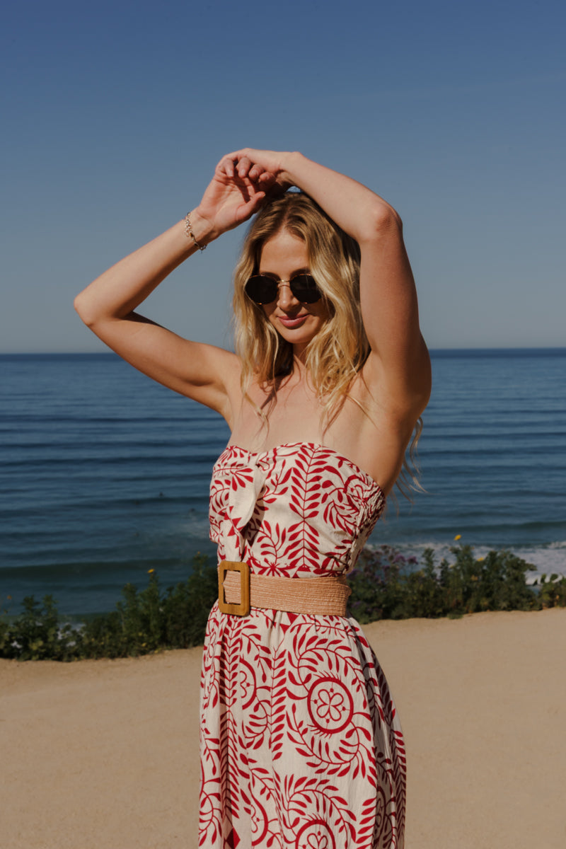Gracen Sleeveless Back Tie Abstract Print Wide Leg Jumpsuit Ivory