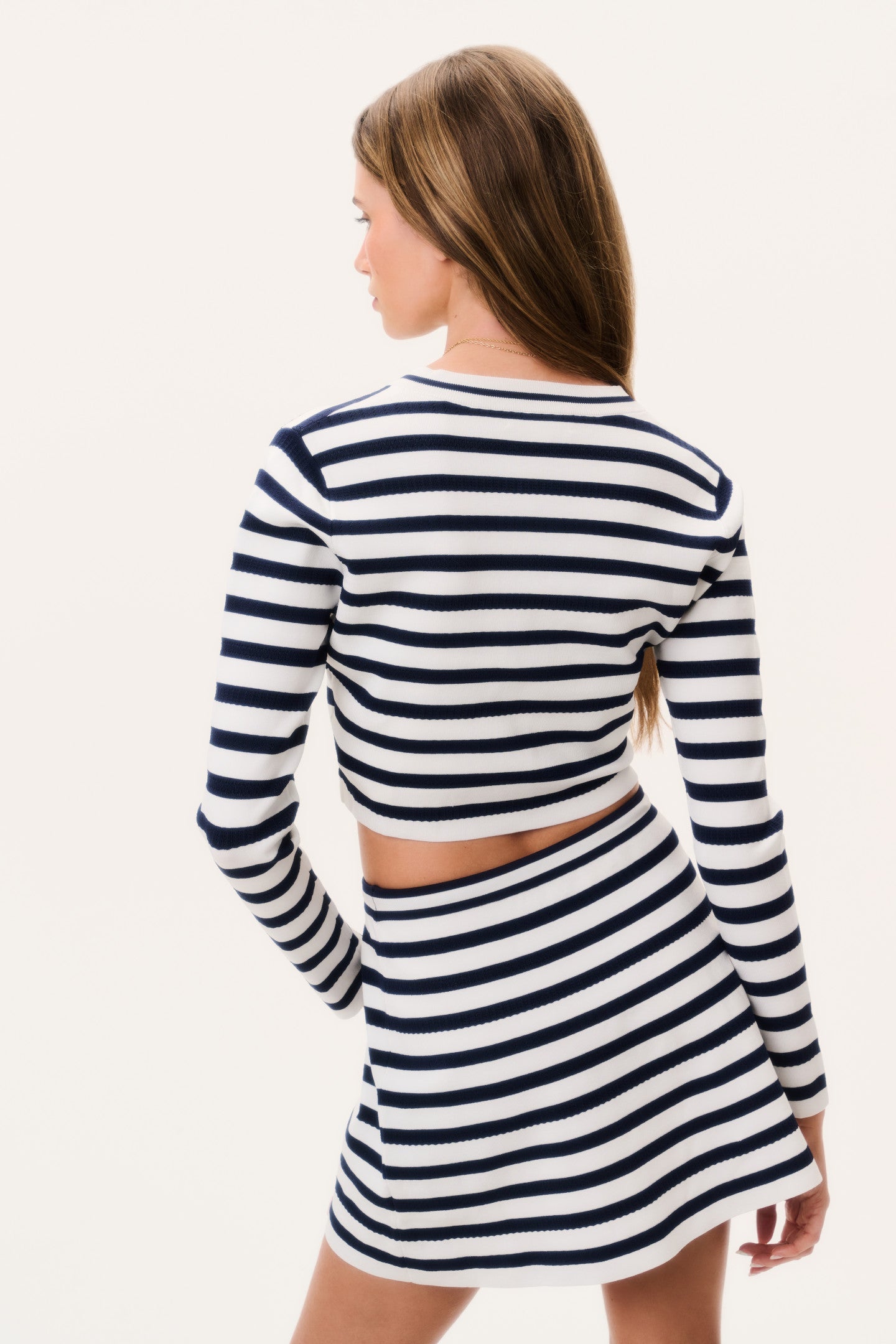 Avanette Striped Stretch Knit Cardigan