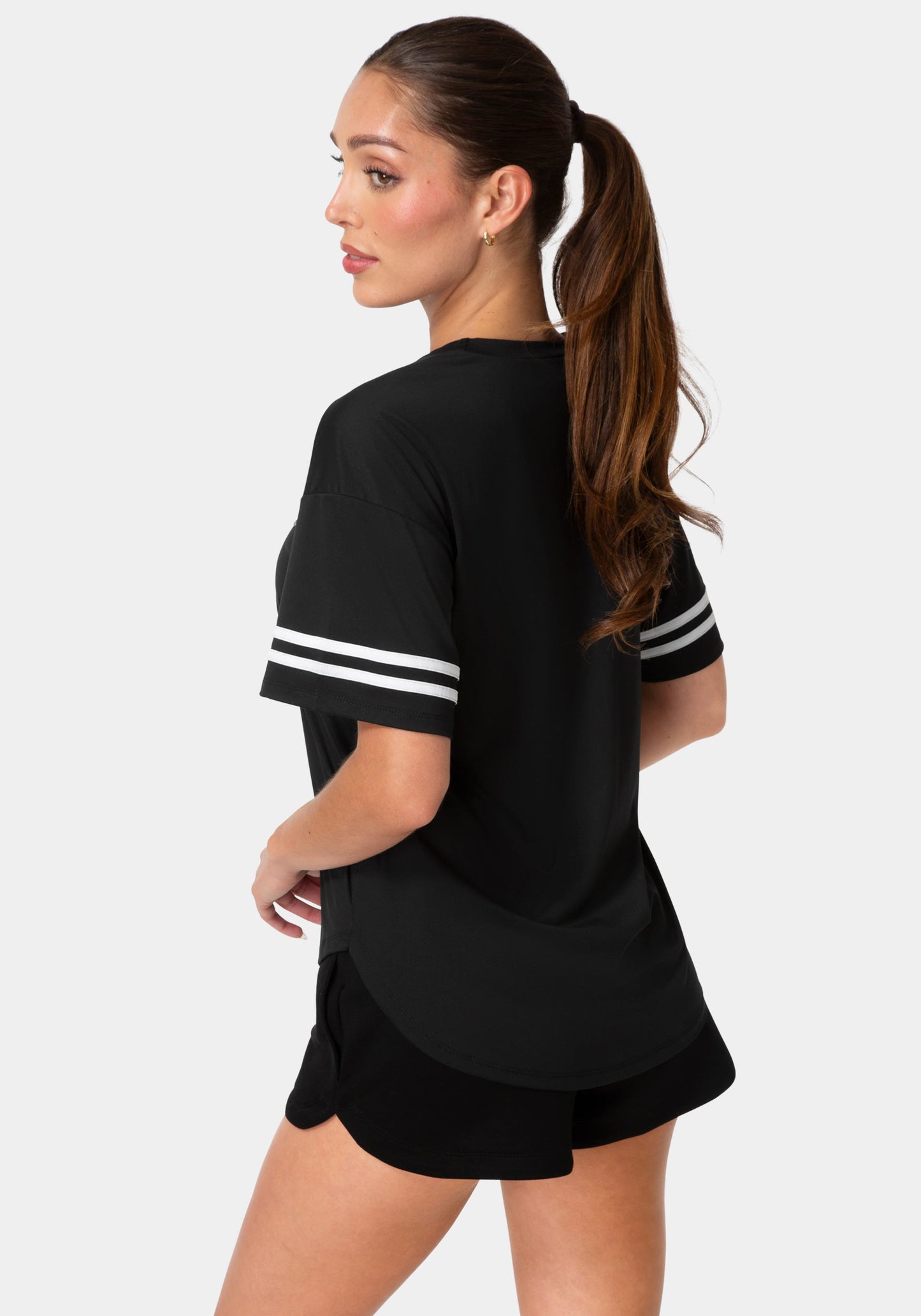 Curved Hem Active Top With Glitter Logo
