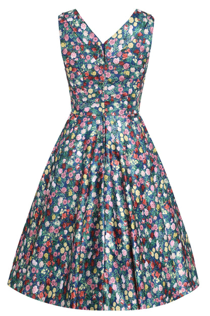 Grace Rose Navy Blue Pleated Bust Dress