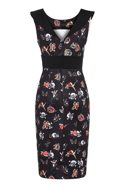 Darla Old School Tattoo Wiggle Dress