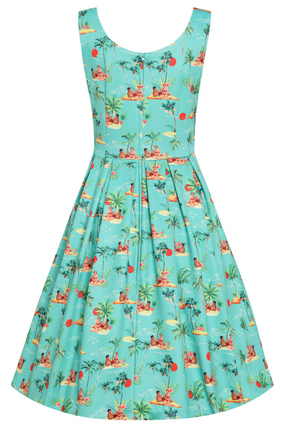 Amanda Turquoise Sunset Pinup Couple Swing Dress