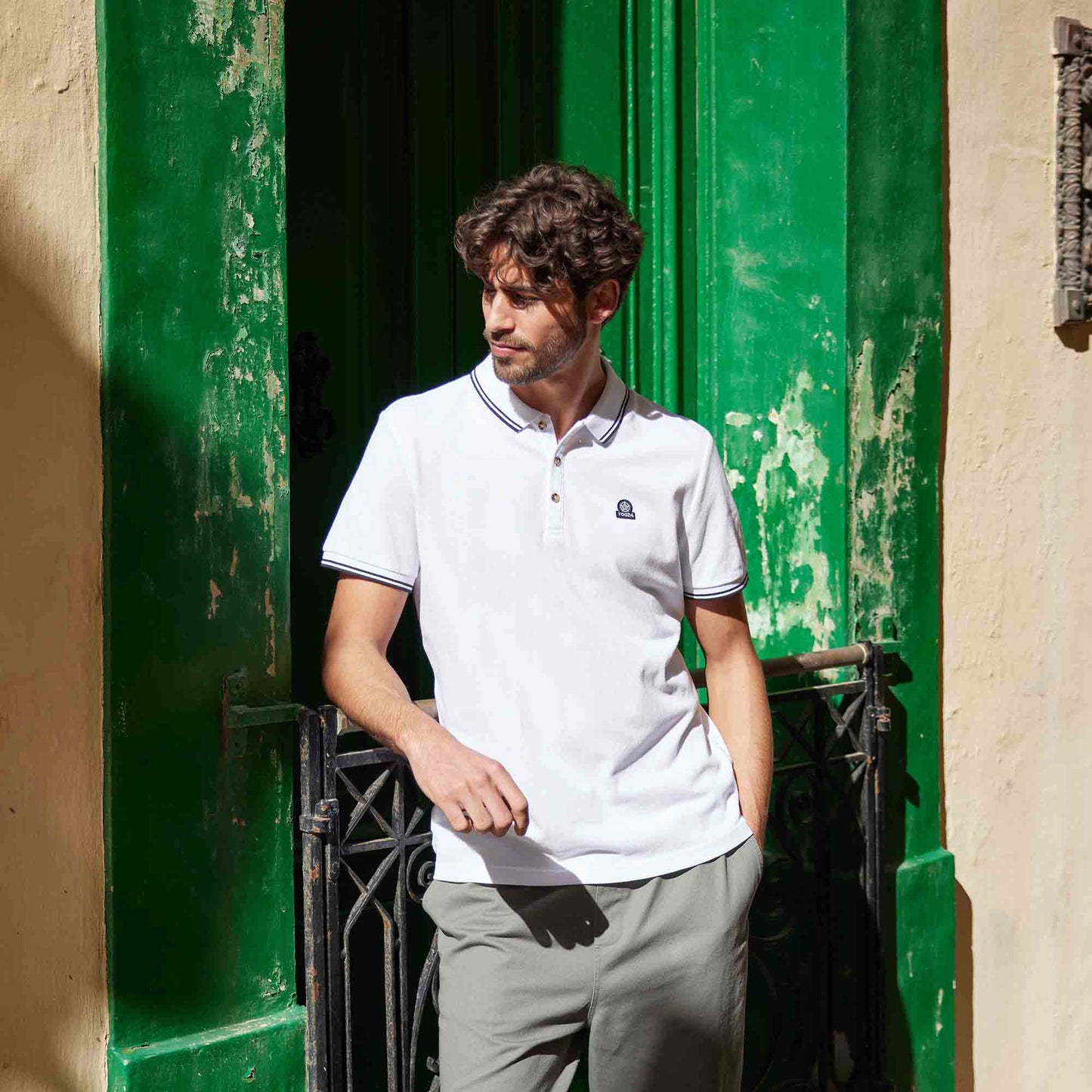 Biston Mens 100% Cotton Pique Polo Shirt - Optic White