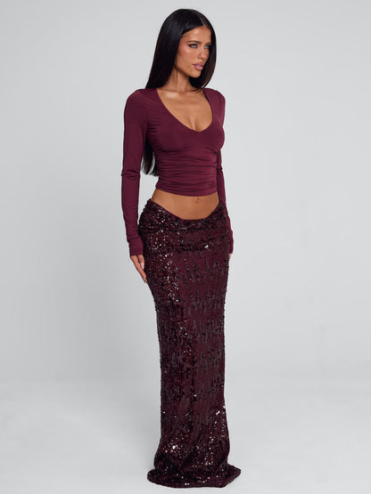Isle Maxi Skirt Burgundy