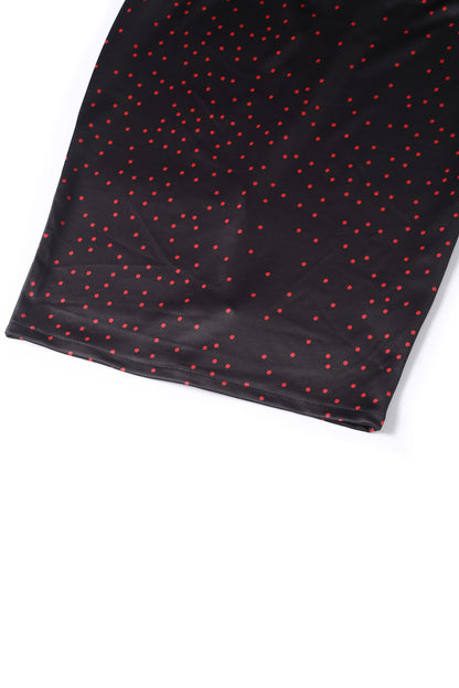 Beryl Purple & Red Polka Dot  Off Shoulder Pencil Dress