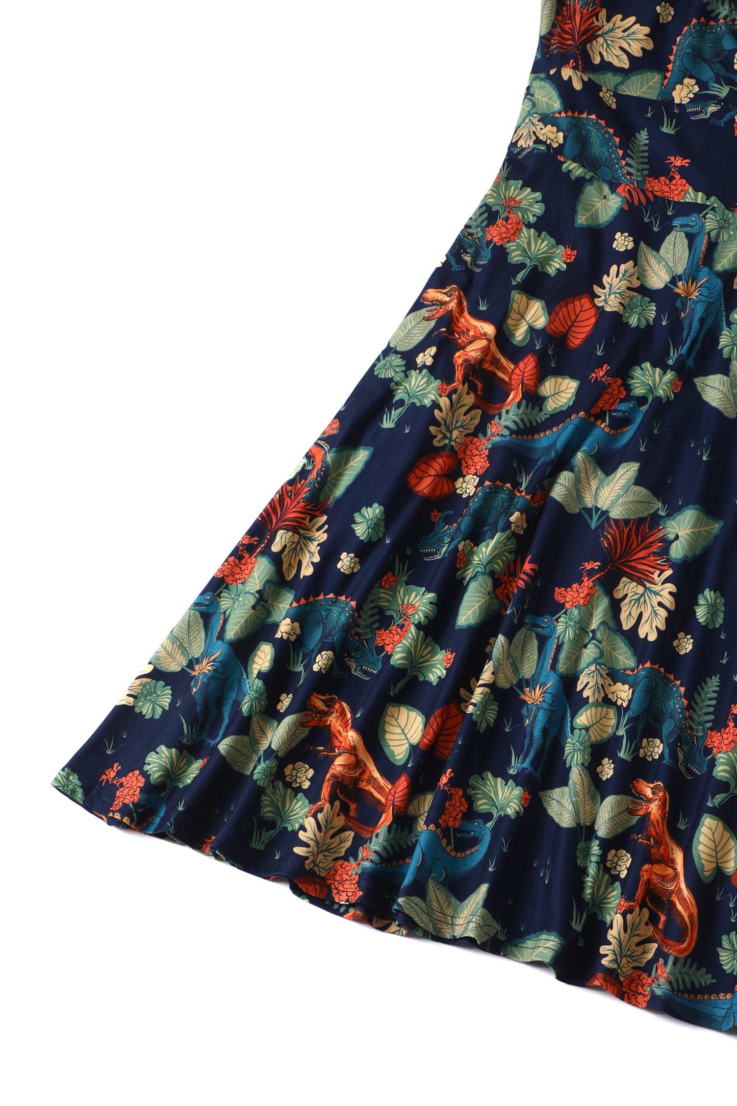 Katherine Long Sleeved Dress in Tropical Leaves/Dinosaurs