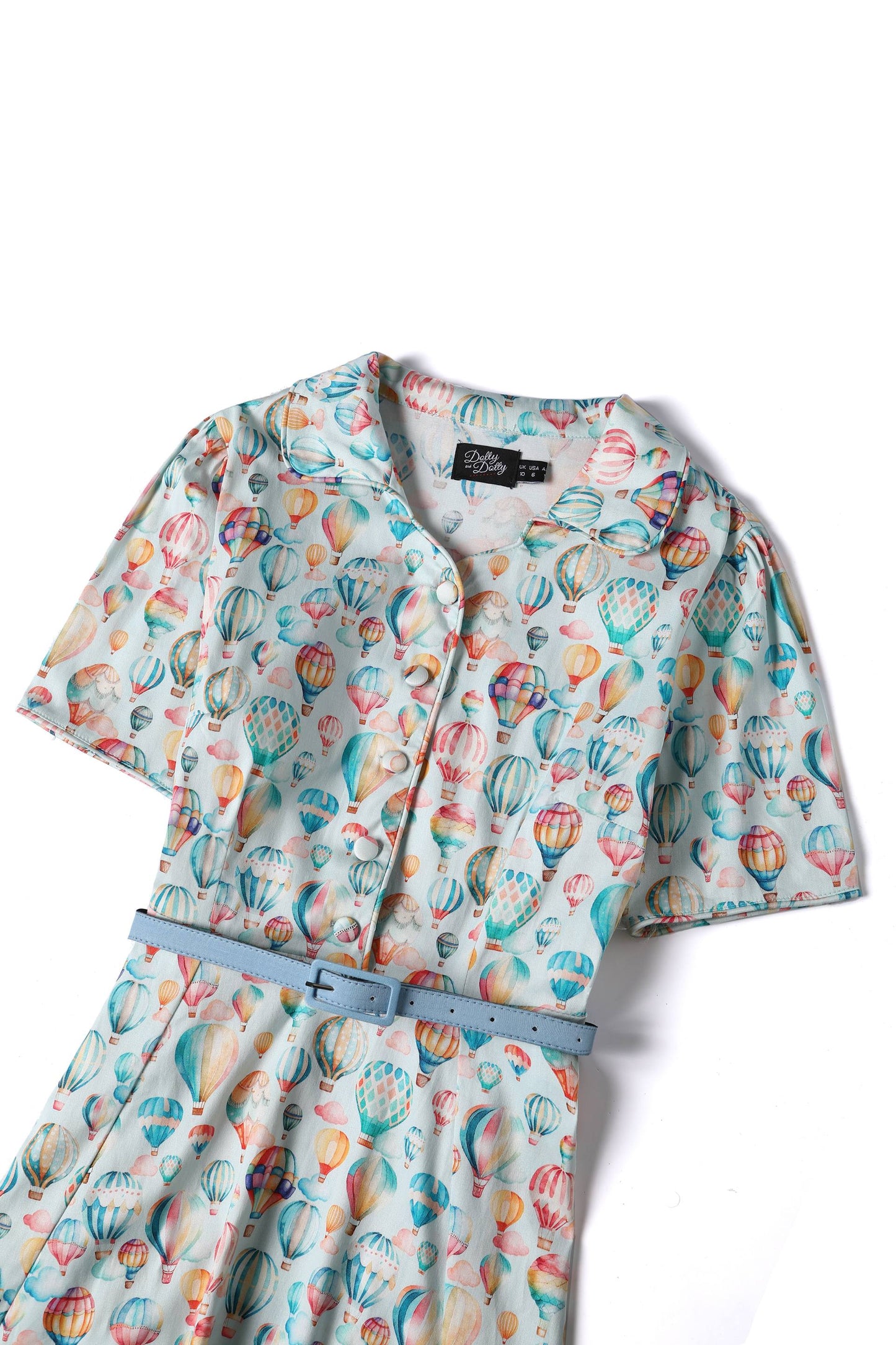 Penelope Hot Air Balloon Festival Shirt Dress In Light Blue